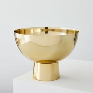 West Elm Foundation Brass Vase Large Footed Bowl